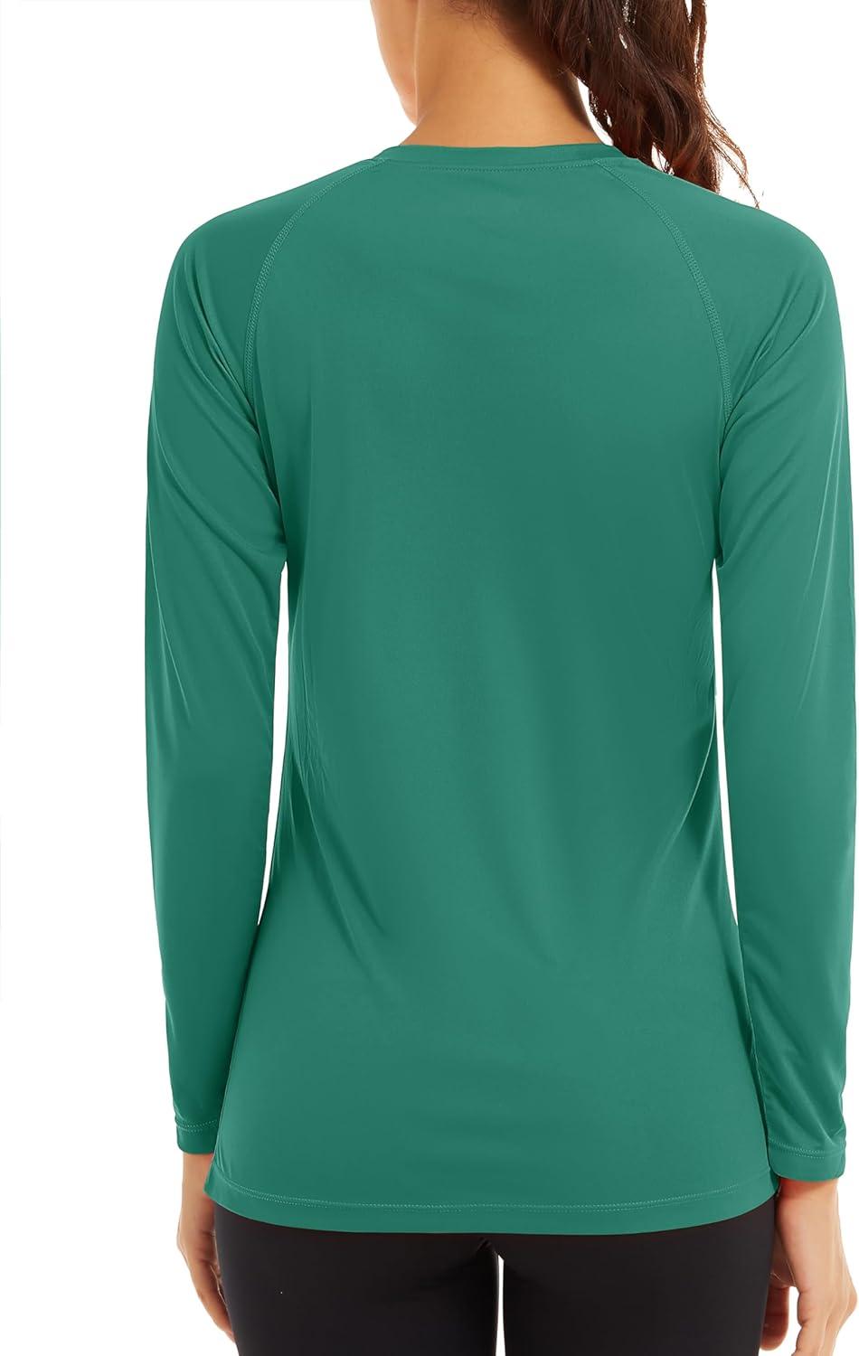 imageTACVASEN Womens Long Sleeve Rash Guard UPF 50 UV Sun Shirts Quick Dry Swim Shirt Hiking TopsEgreen