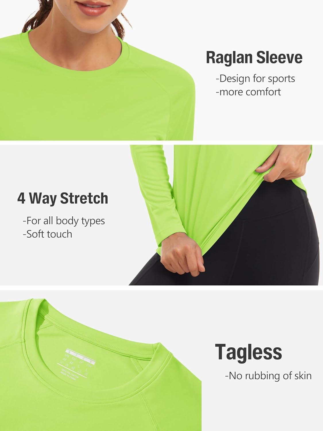 imageTACVASEN Womens Long Sleeve Rash Guard UPF 50 UV Sun Shirts Quick Dry Swim Shirt Hiking TopsFgreen