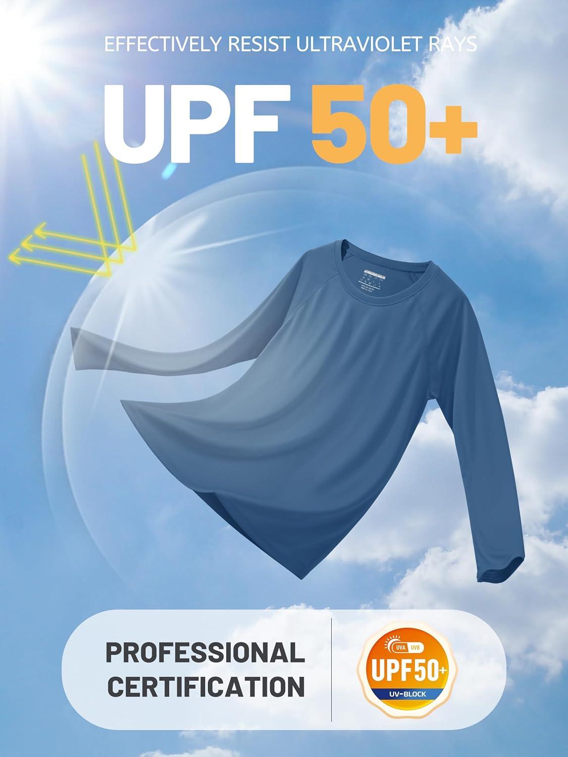 imageTACVASEN Womens Long Sleeve Rash Guard UPF 50 UV Sun Shirts Quick Dry Swim Shirt Hiking TopsGrey Blue