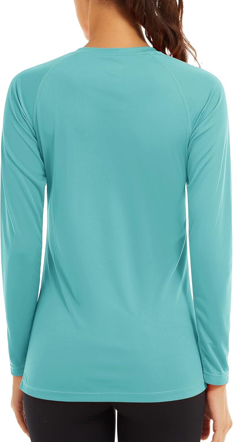 imageTACVASEN Womens Long Sleeve Rash Guard UPF 50 UV Sun Shirts Quick Dry Swim Shirt Hiking TopsGrey Green