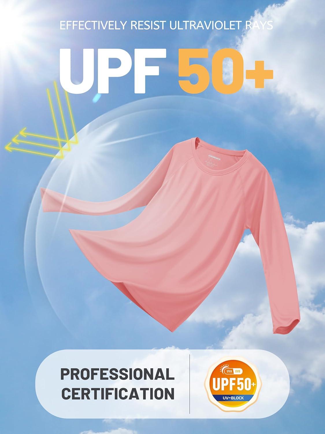 imageTACVASEN Womens Long Sleeve Rash Guard UPF 50 UV Sun Shirts Quick Dry Swim Shirt Hiking TopsGrey Pink
