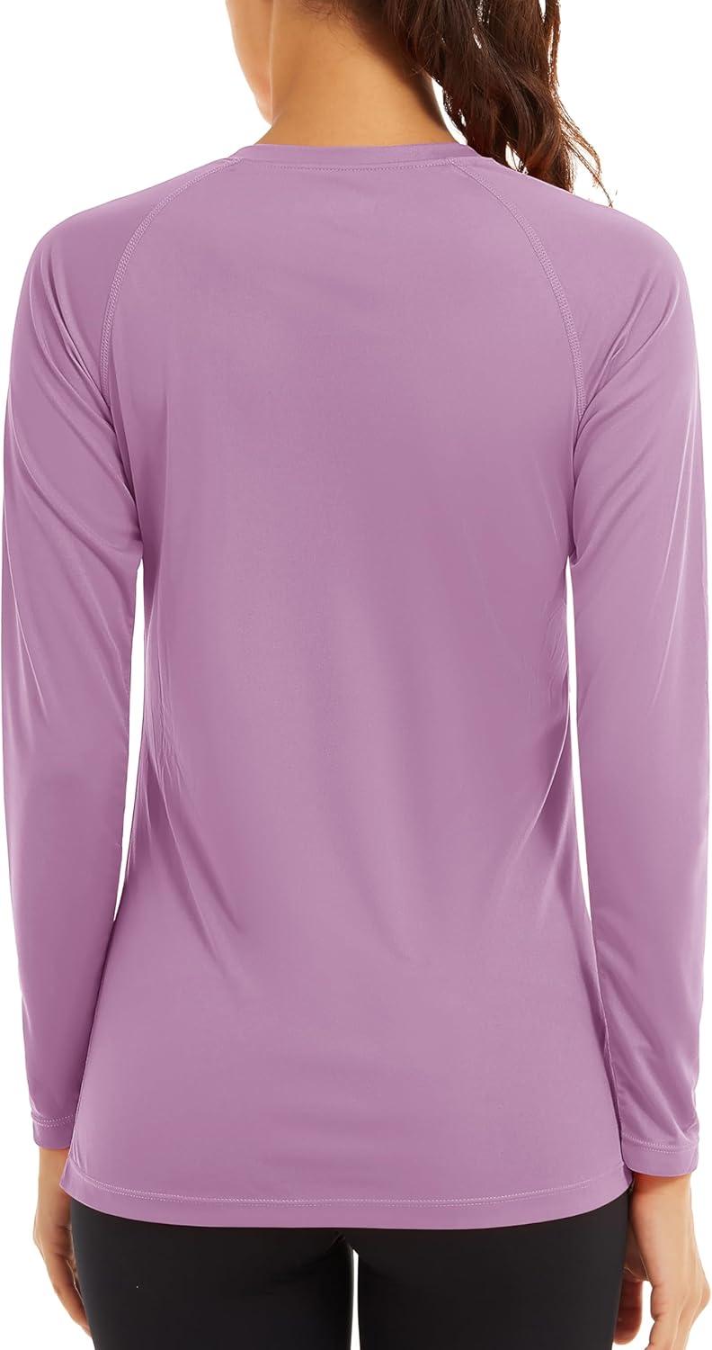 imageTACVASEN Womens Long Sleeve Rash Guard UPF 50 UV Sun Shirts Quick Dry Swim Shirt Hiking TopsGrey Purple