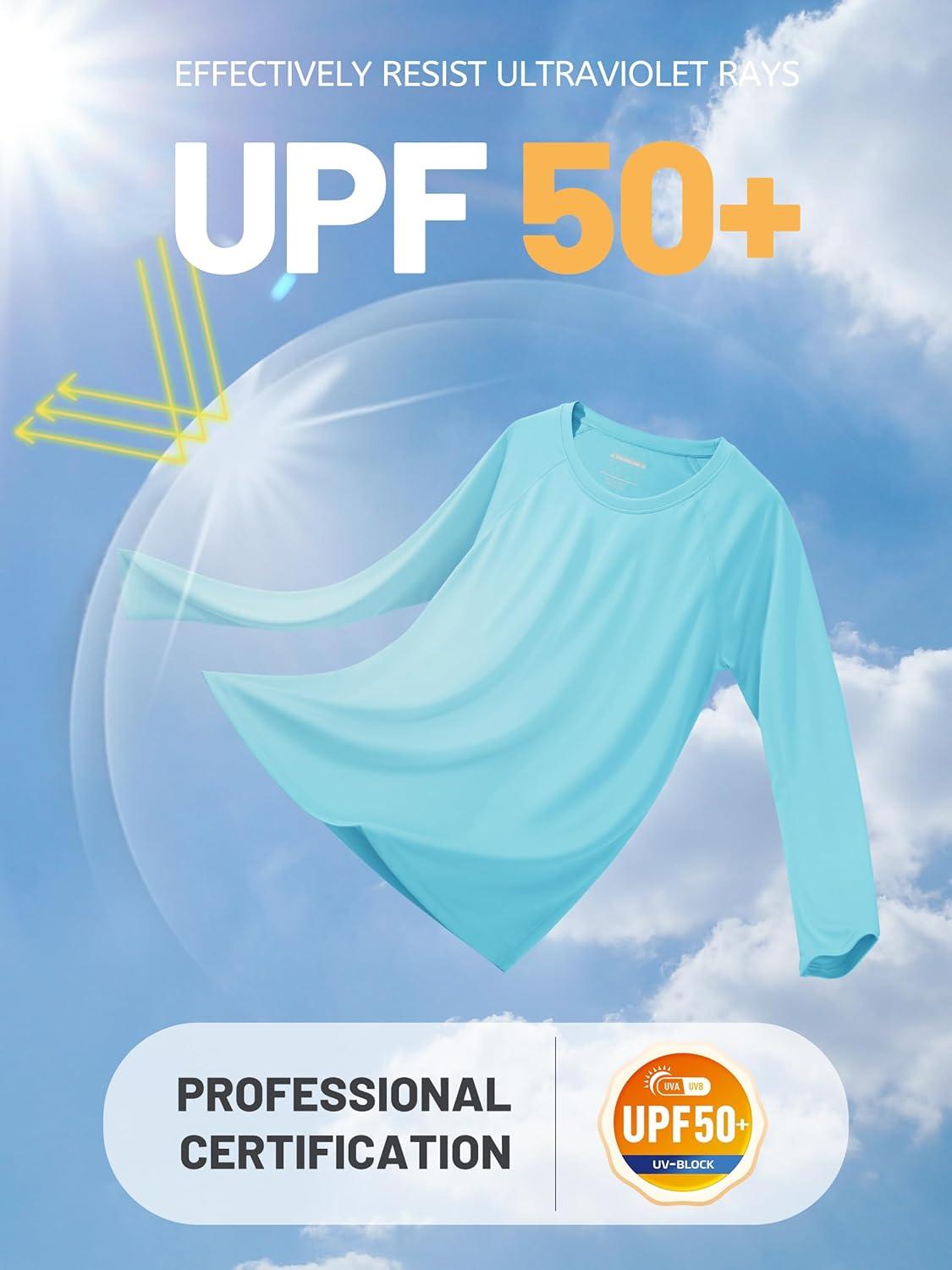 imageTACVASEN Womens Long Sleeve Rash Guard UPF 50 UV Sun Shirts Quick Dry Swim Shirt Hiking TopsIce Blue