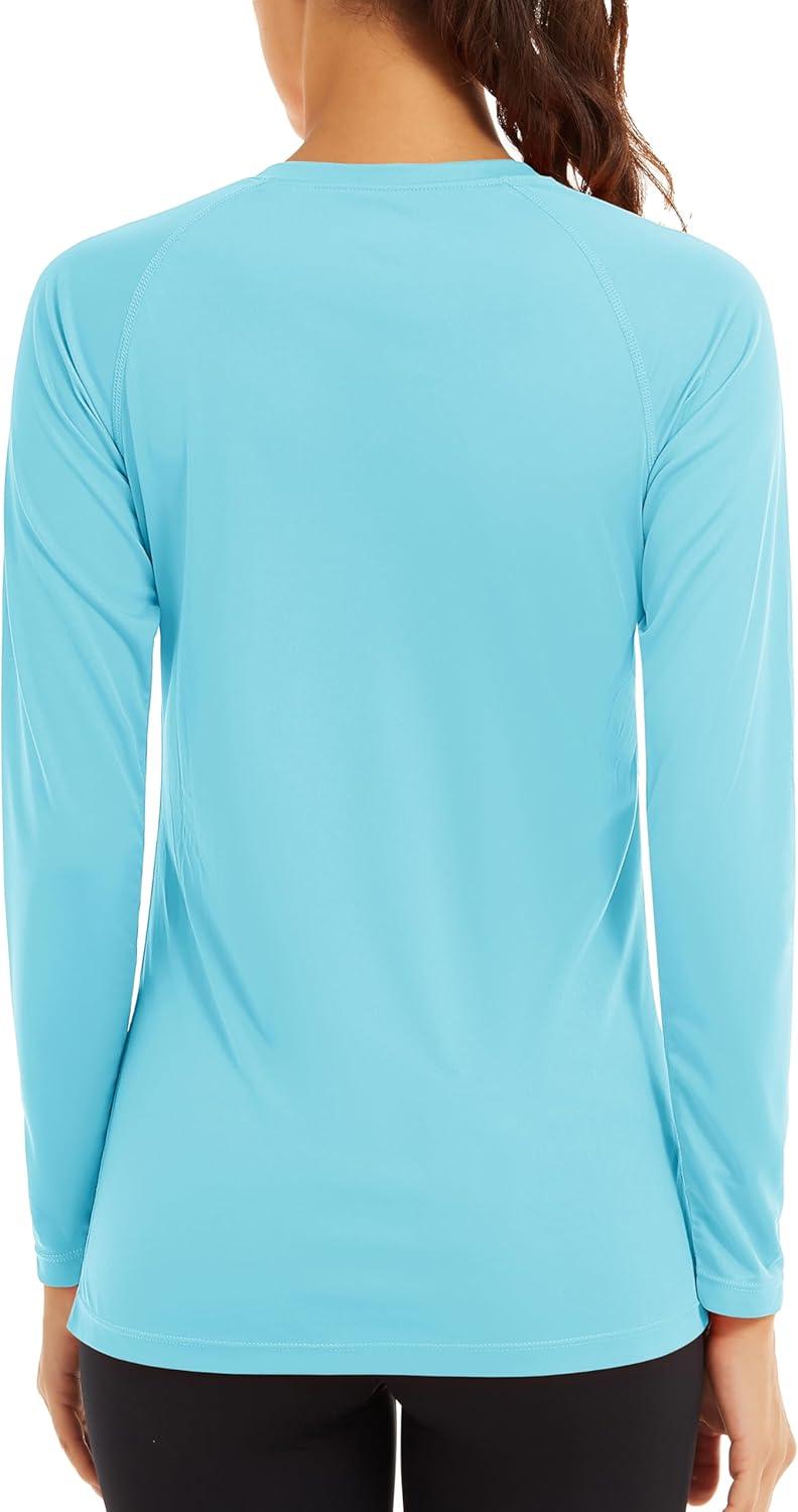 imageTACVASEN Womens Long Sleeve Rash Guard UPF 50 UV Sun Shirts Quick Dry Swim Shirt Hiking TopsIce Blue
