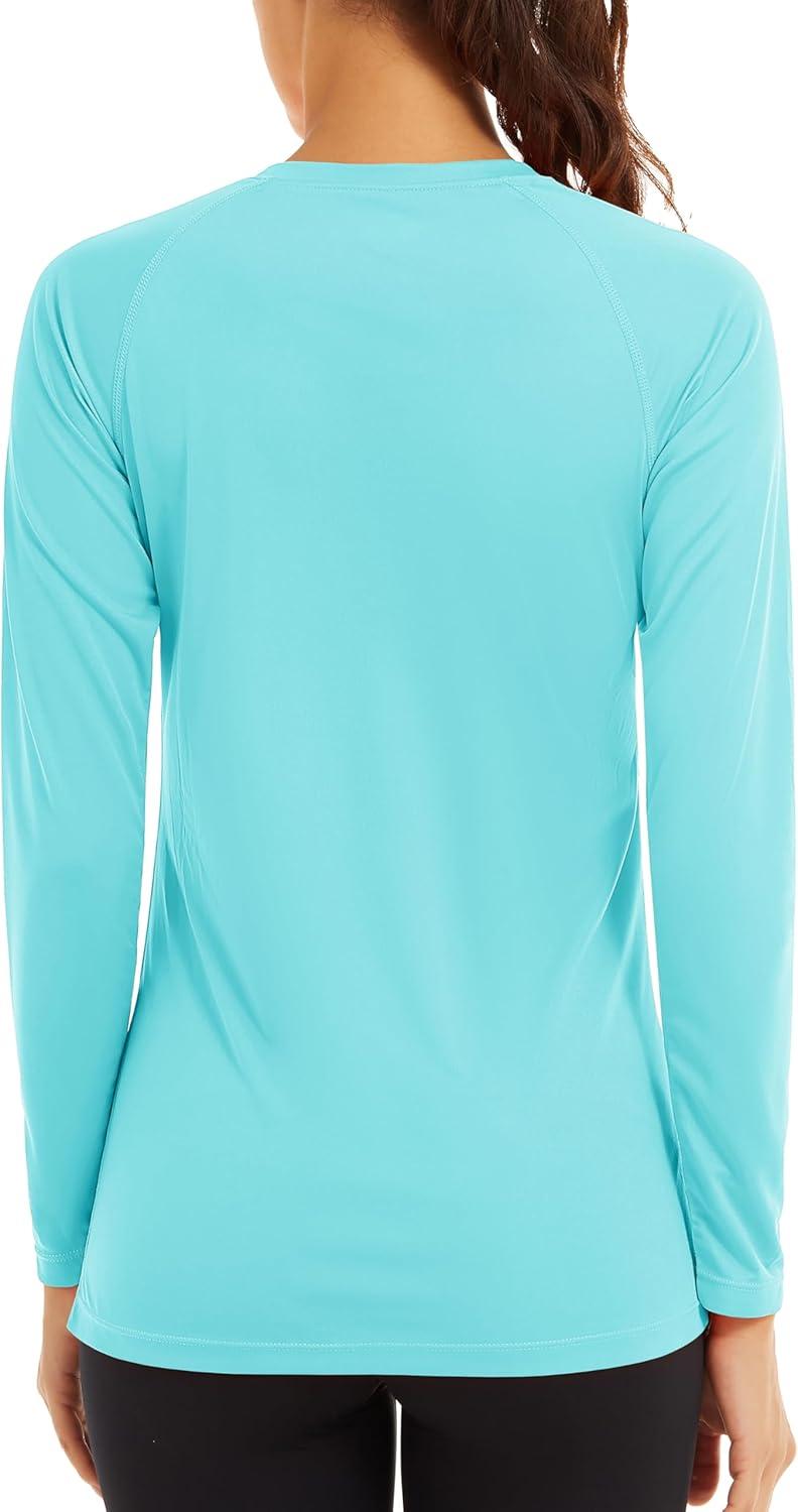 imageTACVASEN Womens Long Sleeve Rash Guard UPF 50 UV Sun Shirts Quick Dry Swim Shirt Hiking TopsLake Blue