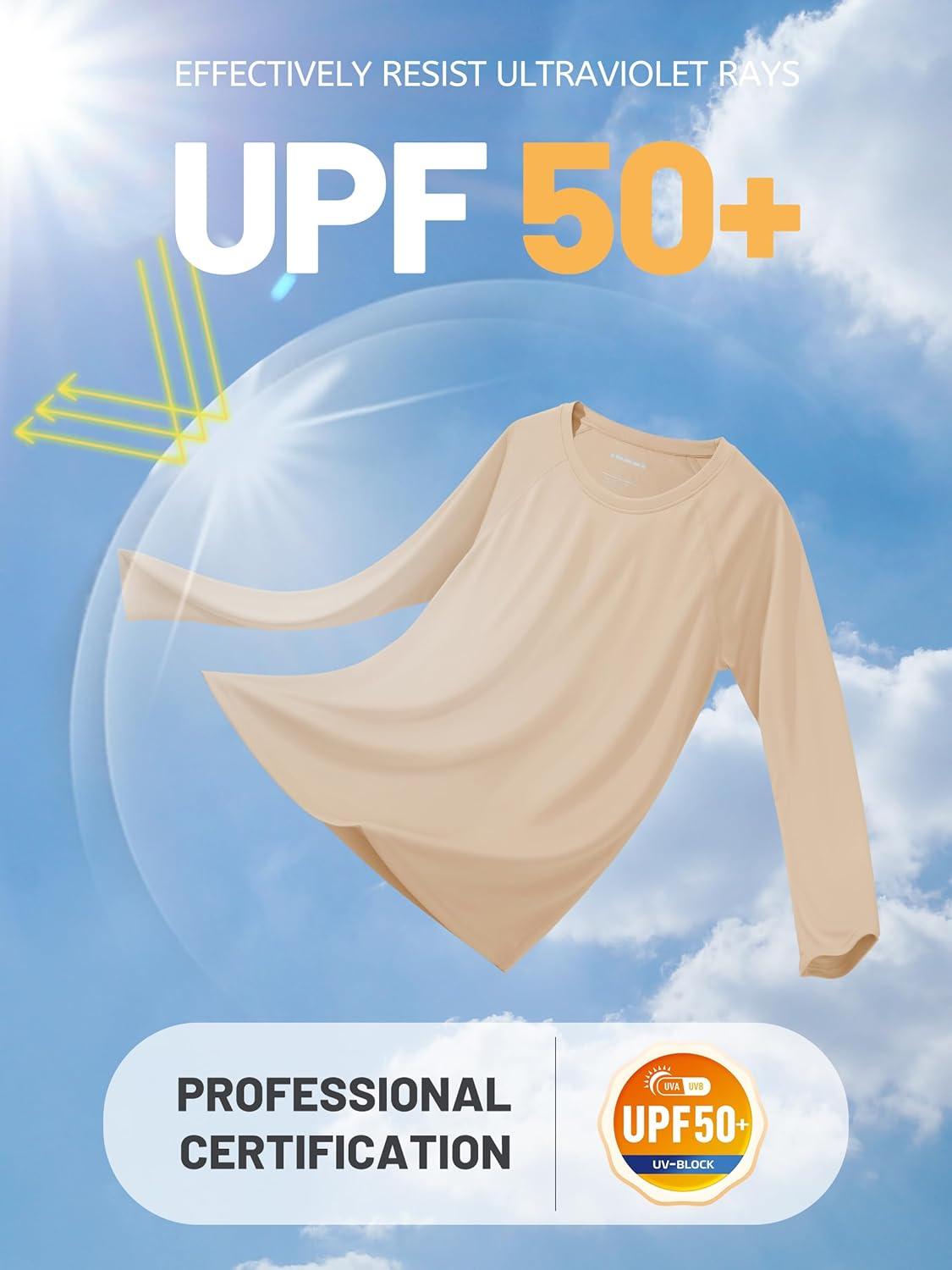 imageTACVASEN Womens Long Sleeve Rash Guard UPF 50 UV Sun Shirts Quick Dry Swim Shirt Hiking TopsLight Apricot