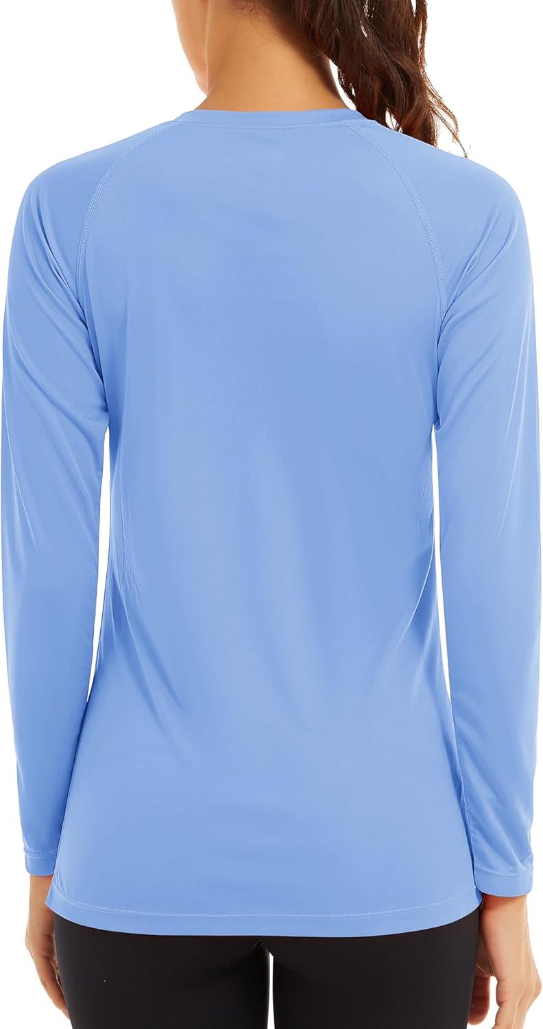 imageTACVASEN Womens Long Sleeve Rash Guard UPF 50 UV Sun Shirts Quick Dry Swim Shirt Hiking TopsLight Blue