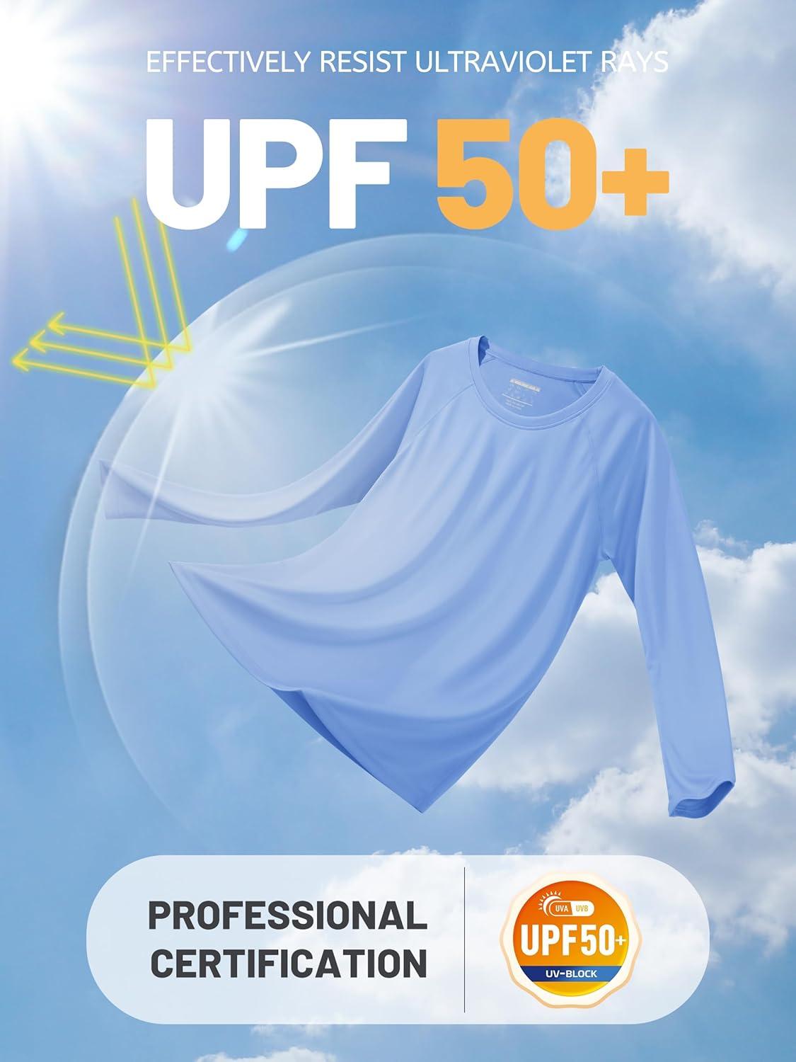 imageTACVASEN Womens Long Sleeve Rash Guard UPF 50 UV Sun Shirts Quick Dry Swim Shirt Hiking TopsLight Blue