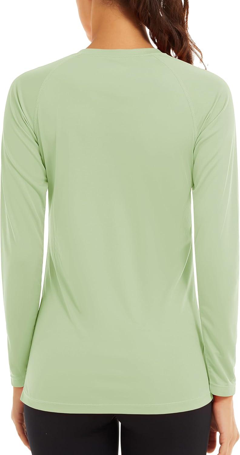 imageTACVASEN Womens Long Sleeve Rash Guard UPF 50 UV Sun Shirts Quick Dry Swim Shirt Hiking TopsLight Green