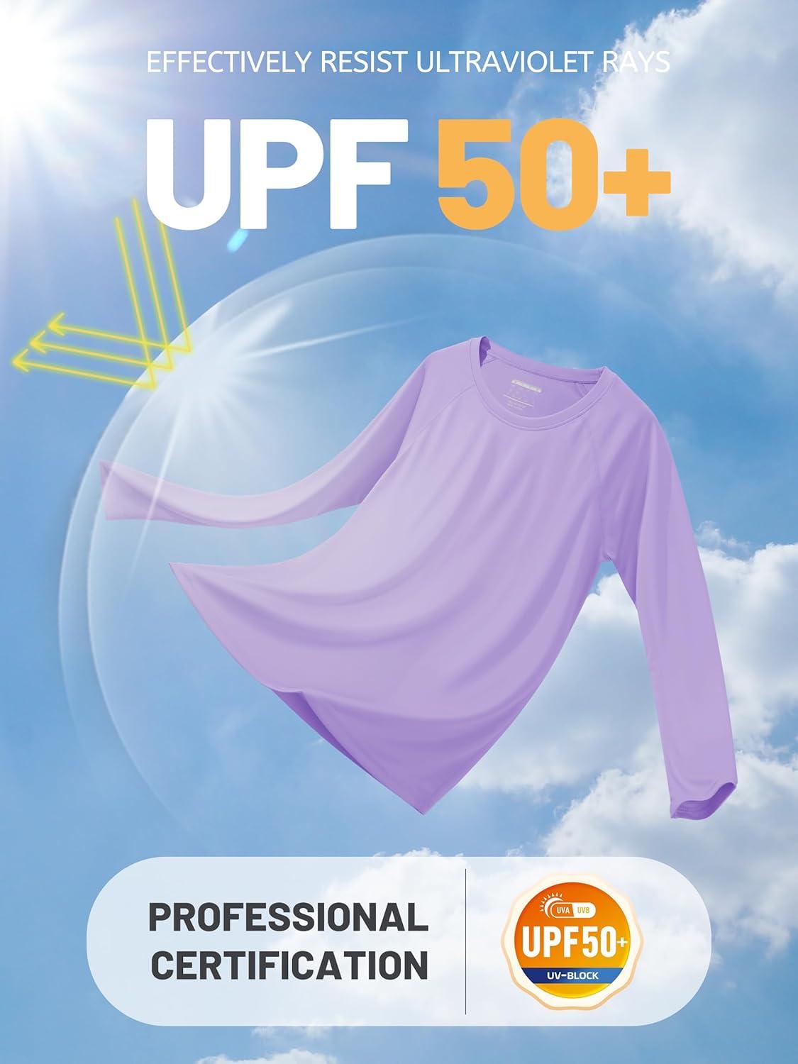 imageTACVASEN Womens Long Sleeve Rash Guard UPF 50 UV Sun Shirts Quick Dry Swim Shirt Hiking TopsLight Purple