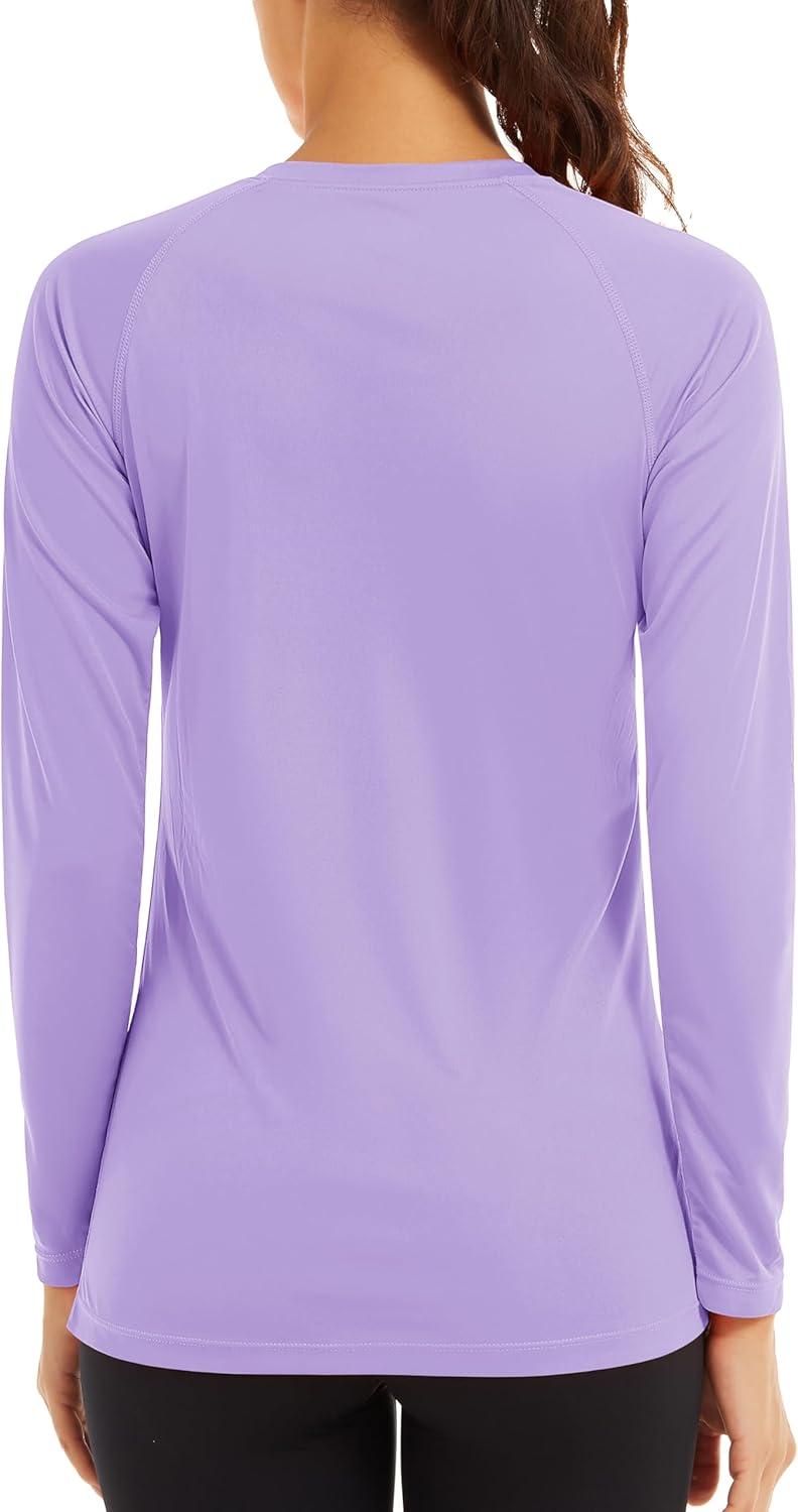 imageTACVASEN Womens Long Sleeve Rash Guard UPF 50 UV Sun Shirts Quick Dry Swim Shirt Hiking TopsLight Purple