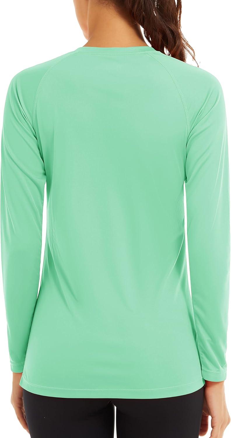 imageTACVASEN Womens Long Sleeve Rash Guard UPF 50 UV Sun Shirts Quick Dry Swim Shirt Hiking TopsMint Green
