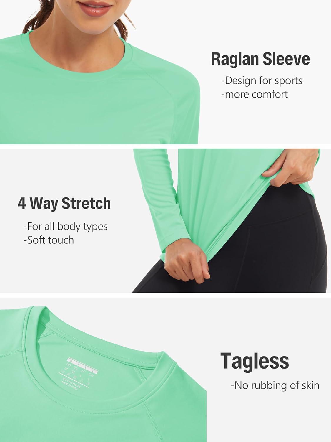 imageTACVASEN Womens Long Sleeve Rash Guard UPF 50 UV Sun Shirts Quick Dry Swim Shirt Hiking TopsMint Green