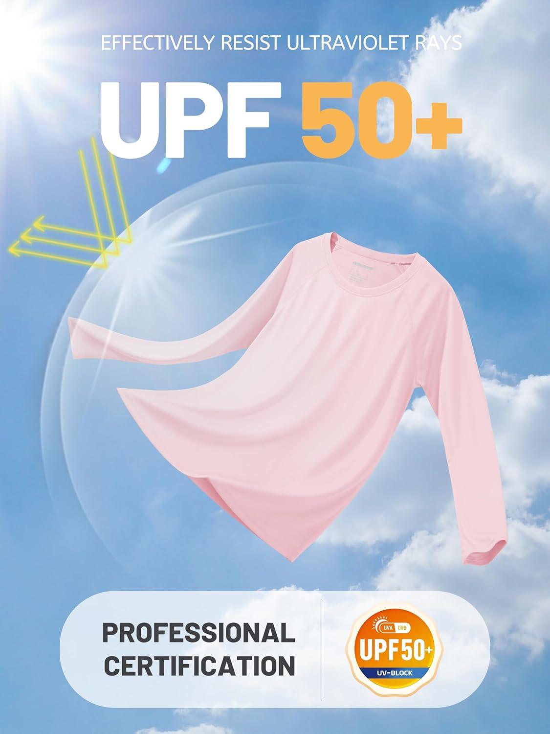 imageTACVASEN Womens Long Sleeve Rash Guard UPF 50 UV Sun Shirts Quick Dry Swim Shirt Hiking TopsPink