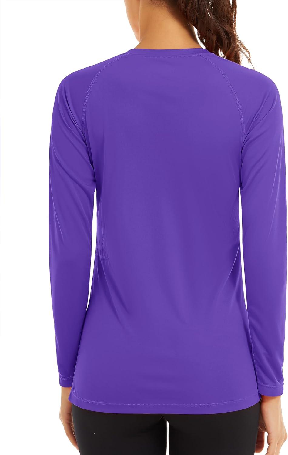 imageTACVASEN Womens Long Sleeve Rash Guard UPF 50 UV Sun Shirts Quick Dry Swim Shirt Hiking TopsPurple