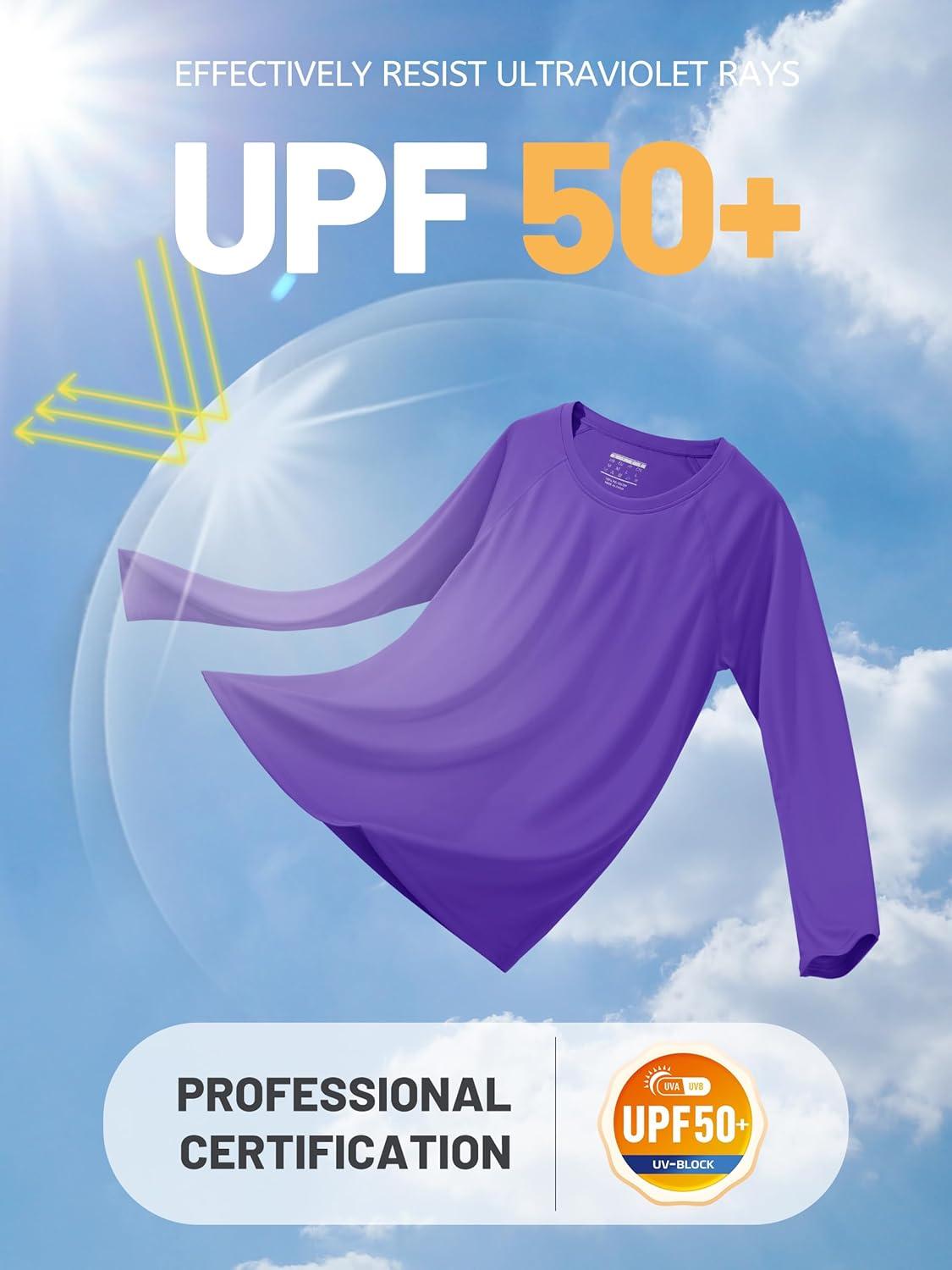 imageTACVASEN Womens Long Sleeve Rash Guard UPF 50 UV Sun Shirts Quick Dry Swim Shirt Hiking TopsPurple