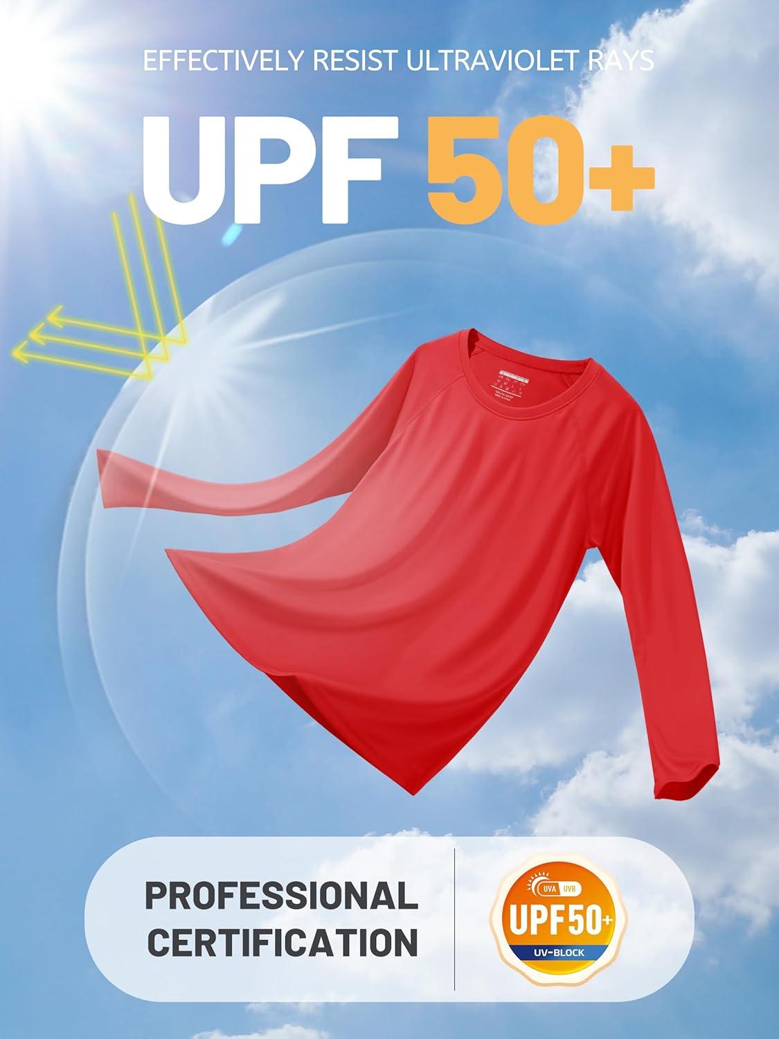 imageTACVASEN Womens Long Sleeve Rash Guard UPF 50 UV Sun Shirts Quick Dry Swim Shirt Hiking TopsTomato Red