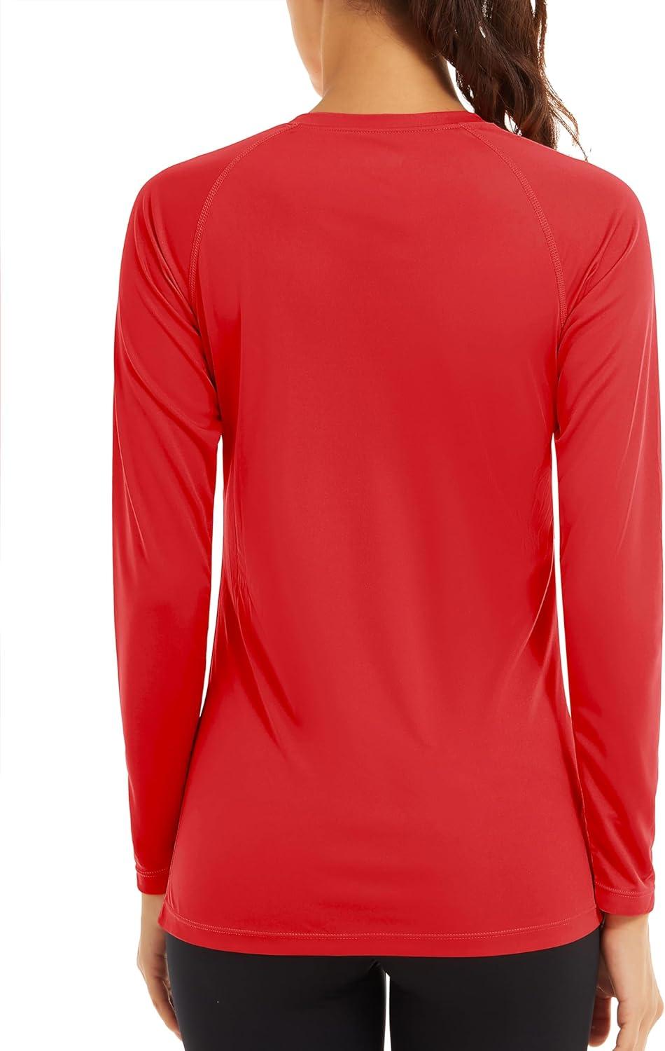 imageTACVASEN Womens Long Sleeve Rash Guard UPF 50 UV Sun Shirts Quick Dry Swim Shirt Hiking TopsTomato Red