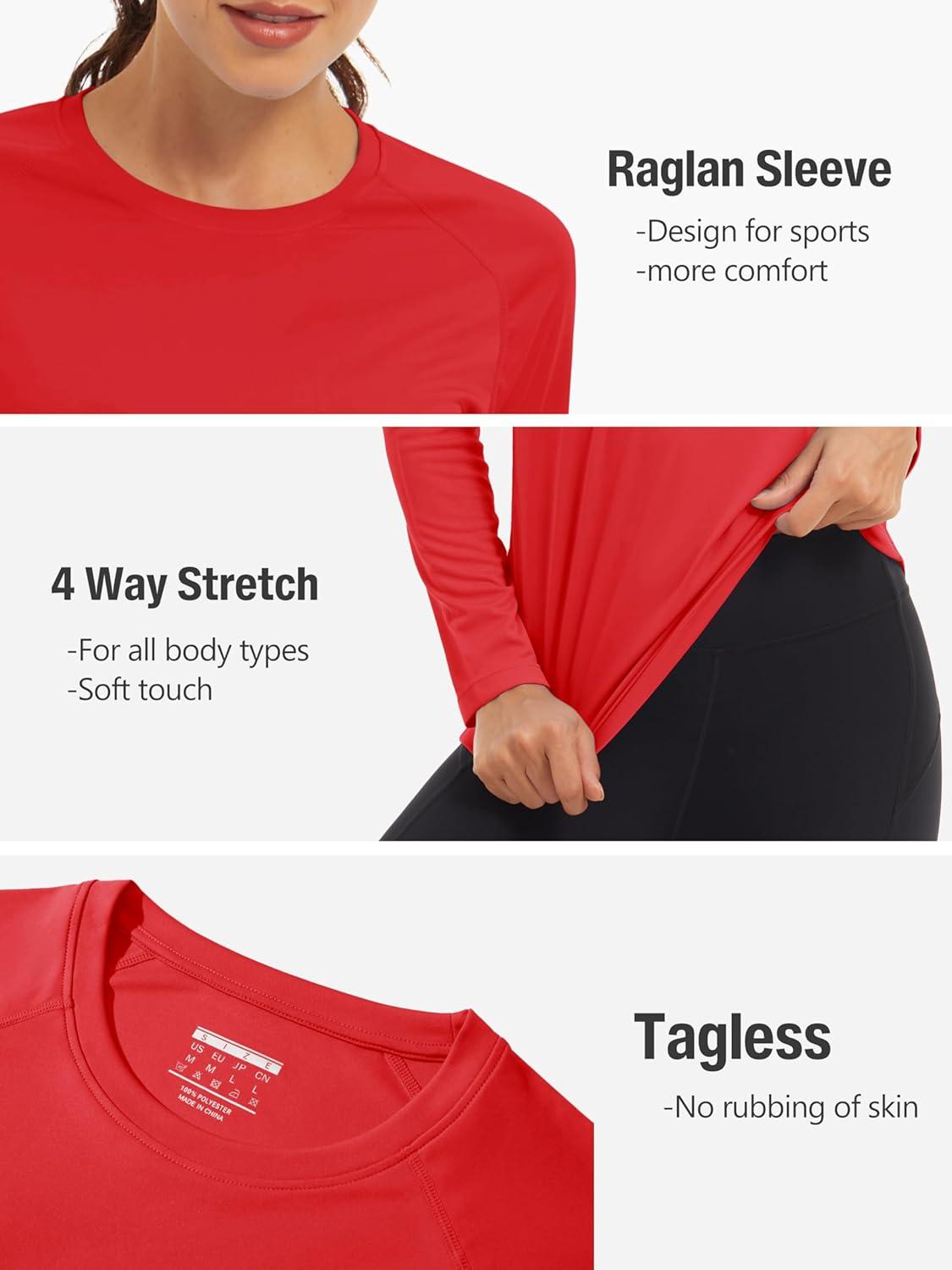 imageTACVASEN Womens Long Sleeve Rash Guard UPF 50 UV Sun Shirts Quick Dry Swim Shirt Hiking TopsTomato Red