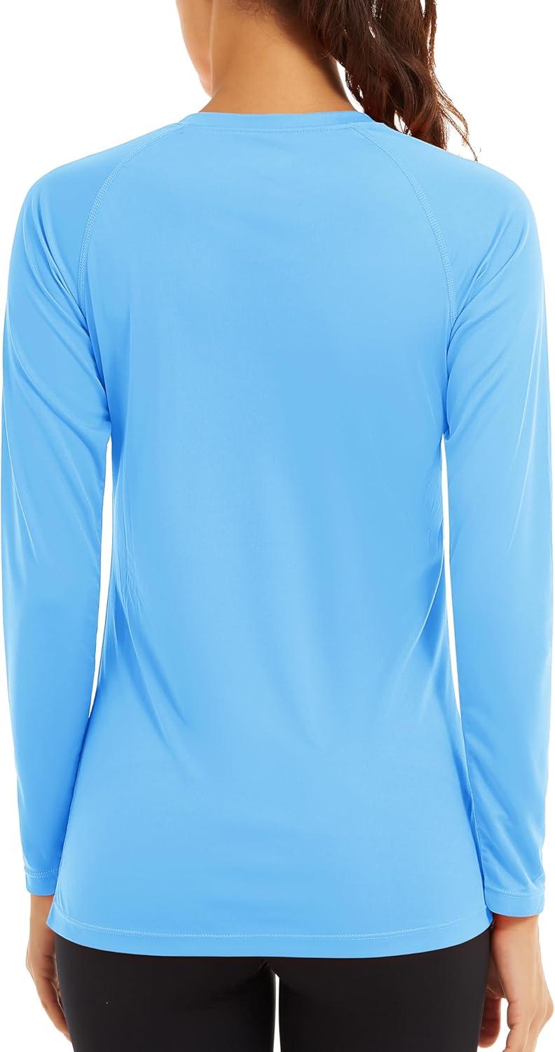 imageTACVASEN Womens Long Sleeve Rash Guard UPF 50 UV Sun Shirts Quick Dry Swim Shirt Hiking TopsWaterfall Blue