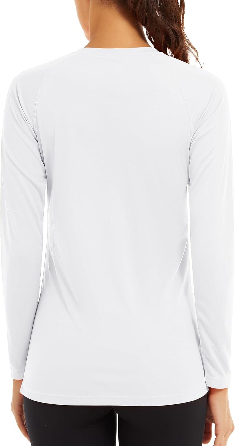 imageTACVASEN Womens Long Sleeve Rash Guard UPF 50 UV Sun Shirts Quick Dry Swim Shirt Hiking TopsWhite
