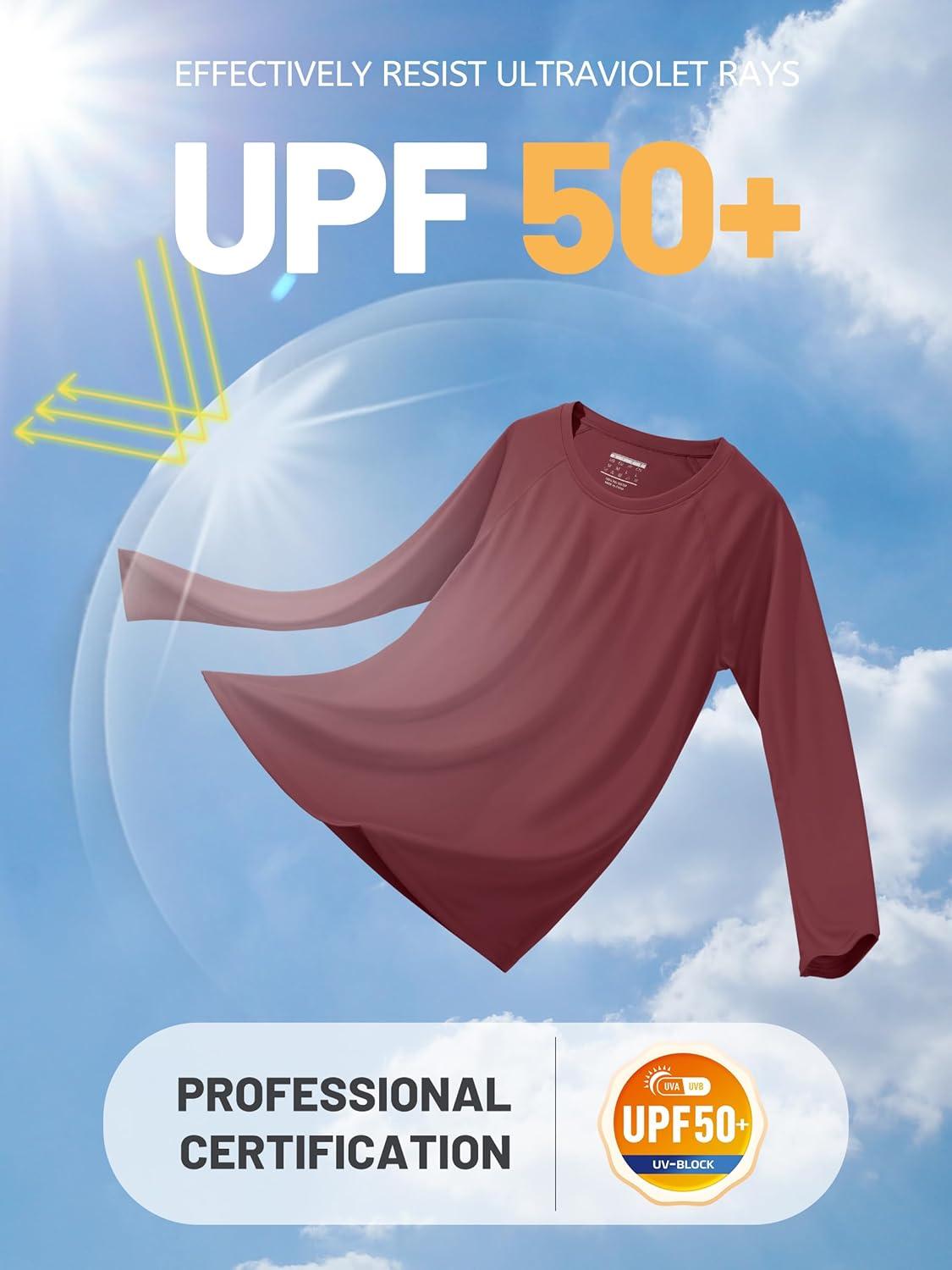 imageTACVASEN Womens Long Sleeve Rash Guard UPF 50 UV Sun Shirts Quick Dry Swim Shirt Hiking TopsWine Red