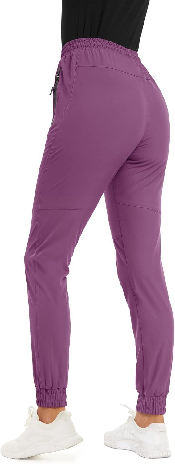 imageTACVASEN Womens Running Pants with Drawstring Breathable Gym Workout Trousers Purple M