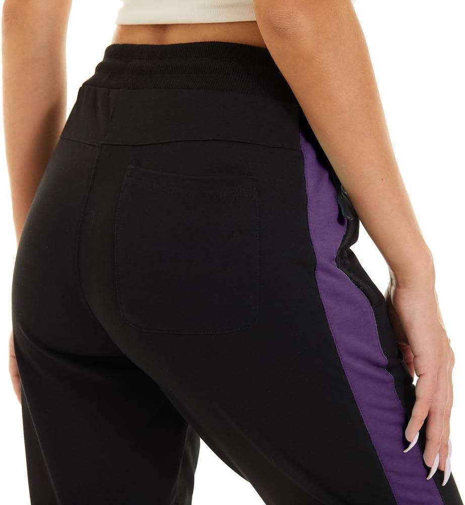 imageTACVASEN Womens Sport Pants Outdoor Jogger Cotton Running Sweatpants Elastic Waist Black Purple 32