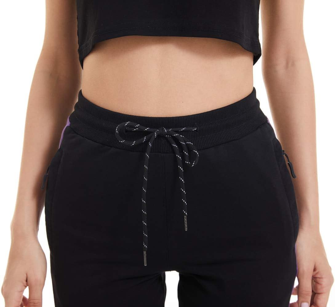 imageTACVASEN Womens Sport Pants Outdoor Jogger Cotton Running Sweatpants Elastic Waist Black Purple 32