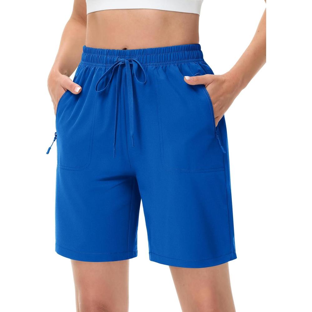 imageTACVASEN Womens Hiking Shorts Quick Dry Lightweight 8quot Water Resistant Athletic Shorts with Pockets Outdoor Golf ActiveBlue