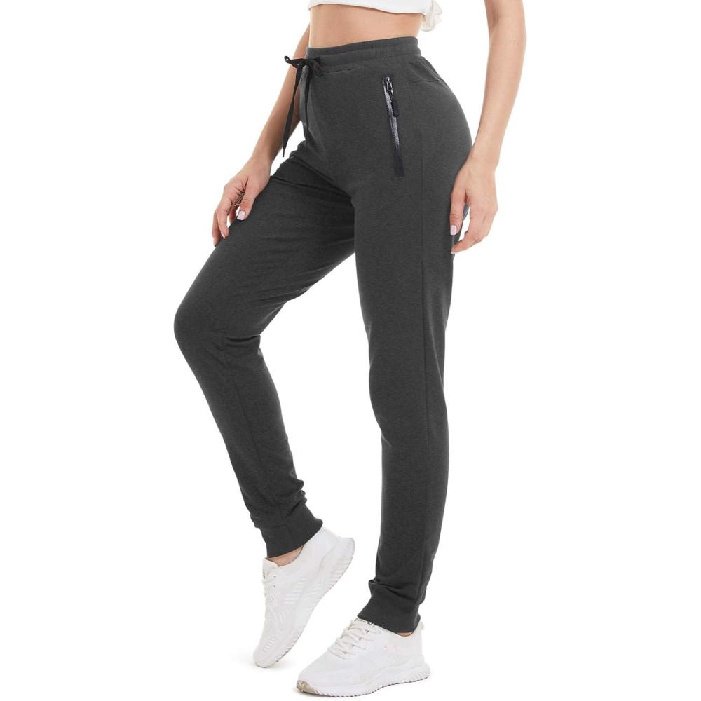 imageTACVASEN Womens Sports Pants with Pockets Training Sweatpants Exercise Trousers Dark Gray M