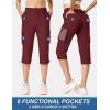 imageTACVASEN Womens Cargo Capris Lightweight Hiking Capri Pants with Pockets Water Resistant Summer Travel Outdoor CasualWine Red