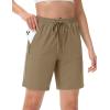 imageTACVASEN Womens Hiking Shorts Quick Dry Lightweight 8quot Water Resistant Athletic Shorts with Pockets Outdoor Golf ActiveKhaki