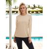 imageTACVASEN Womens Long Sleeve Rash Guard UPF 50 UV Sun Shirts Quick Dry Swim Shirt Hiking TopsLight Apricot