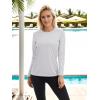 imageTACVASEN Womens Long Sleeve Rash Guard UPF 50 UV Sun Shirts Quick Dry Swim Shirt Hiking TopsLight Grey