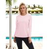 imageTACVASEN Womens Long Sleeve Rash Guard UPF 50 UV Sun Shirts Quick Dry Swim Shirt Hiking TopsPink