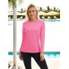 imageTACVASEN Womens Long Sleeve Rash Guard UPF 50 UV Sun Shirts Quick Dry Swim Shirt Hiking TopsRose Red