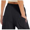 imageTACVASEN Womens Yoga Pants Cotton Linen Loose Fit Lounge Walking Pants Summer with 4 Pockets Black S