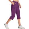 imageTACVASEN Womens Cargo Capris Hiking Pants Lightweight Quick Dry Travel Long Shorts Golf Casual Summer Zipper PocketsPurple Red