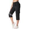 imageTACVASEN Womens Cargo Capris Lightweight Hiking Capri Pants with Pockets Water Resistant Summer Travel Outdoor CasualBlack