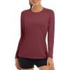 imageTACVASEN Womens Long Sleeve Rash Guard UPF 50 UV Sun Shirts Quick Dry Swim Shirt Hiking TopsWine Red