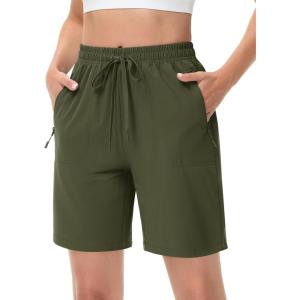imageTACVASEN Womens Hiking Shorts Quick Dry Lightweight 8quot Water Resistant Athletic Shorts with Pockets Outdoor Golf ActiveArmy Green