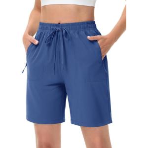imageTACVASEN Womens Hiking Shorts Quick Dry Lightweight 8quot Water Resistant Athletic Shorts with Pockets Outdoor Golf ActiveBlue Grey
