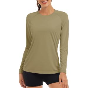 imageTACVASEN Womens Long Sleeve Rash Guard UPF 50 UV Sun Shirts Quick Dry Swim Shirt Hiking TopsDgreen