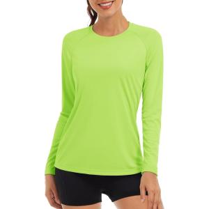 imageTACVASEN Womens Long Sleeve Rash Guard UPF 50 UV Sun Shirts Quick Dry Swim Shirt Hiking TopsFgreen