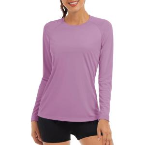 imageTACVASEN Womens Long Sleeve Rash Guard UPF 50 UV Sun Shirts Quick Dry Swim Shirt Hiking TopsGrey Purple