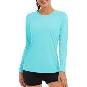 imageTACVASEN Womens Long Sleeve Rash Guard UPF 50 UV Sun Shirts Quick Dry Swim Shirt Hiking TopsLake Blue