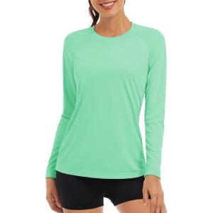 imageTACVASEN Womens Long Sleeve Rash Guard UPF 50 UV Sun Shirts Quick Dry Swim Shirt Hiking TopsMint Green
