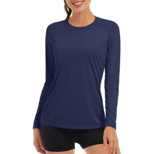imageTACVASEN Womens Long Sleeve Rash Guard UPF 50 UV Sun Shirts Quick Dry Swim Shirt Hiking TopsNavy