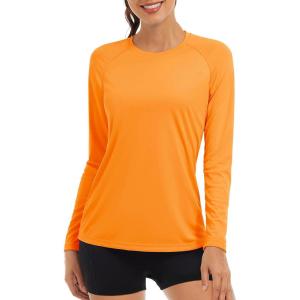imageTACVASEN Womens Long Sleeve Rash Guard UPF 50 UV Sun Shirts Quick Dry Swim Shirt Hiking TopsOrange